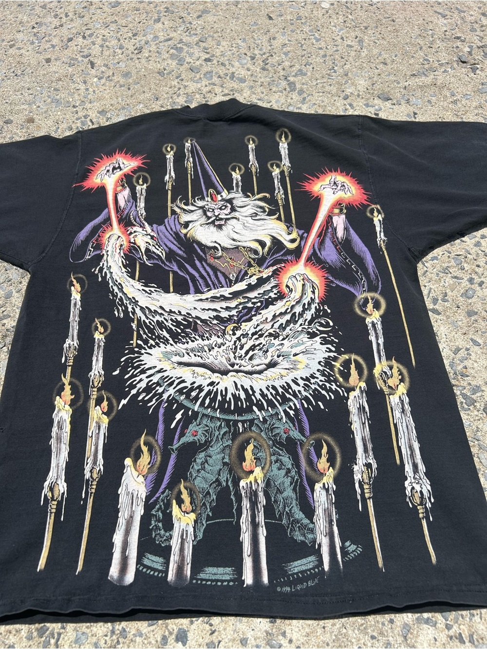 VTG 1994 Liquid Blue Wizard AOP All Over Print Shirt Sz L Made In Usa - Picture 5 of 8